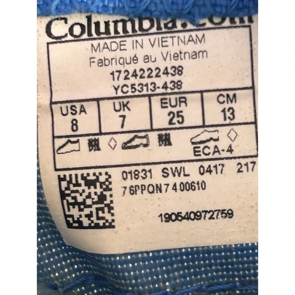 Columbia Powderbug Kids 8 Snow Boot Blue and Black Winter Outdoors‎